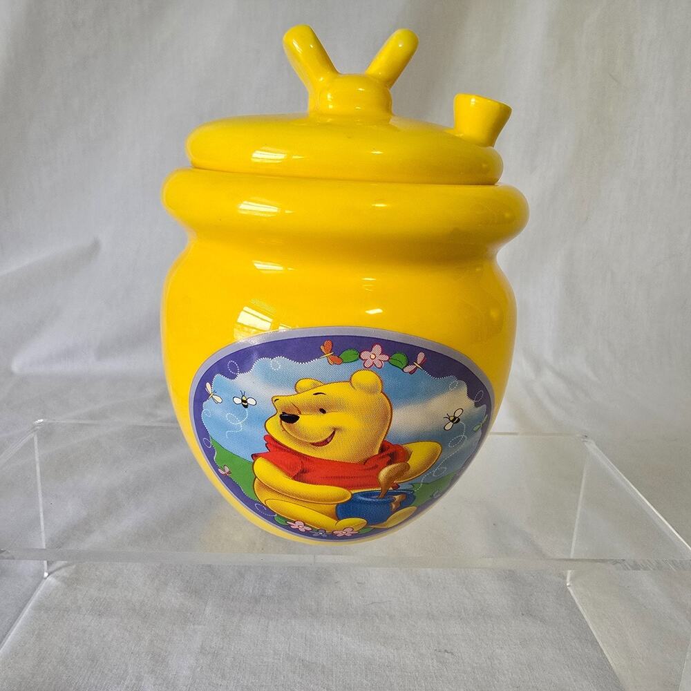 Disney Winnie the Pooh Honey Pot Jar w/ Lid & Honey Dipper Houston Harvest